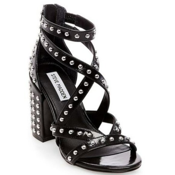 Steve Madden Fara S Black Studded Heels - Picture 2 of 16